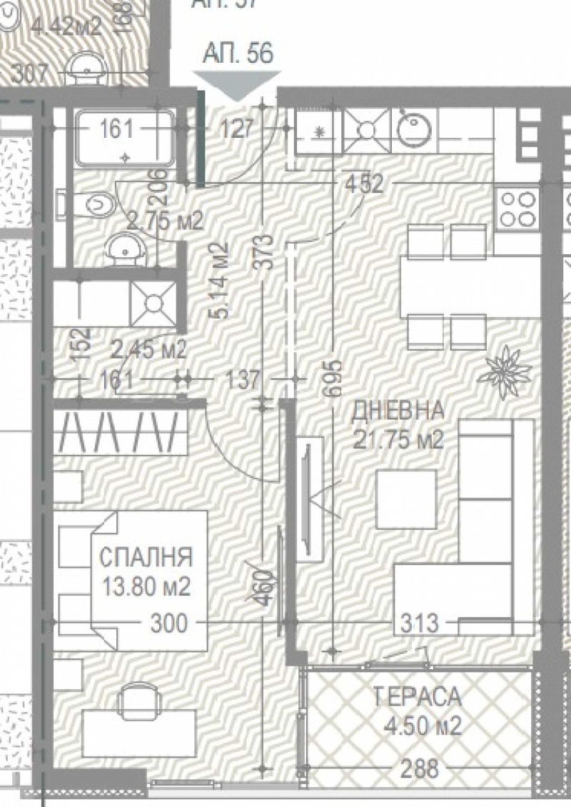 Продаја  1 спаваћа соба Софија , Малинова долина , 77 м2 | 40155384 - слика [3]