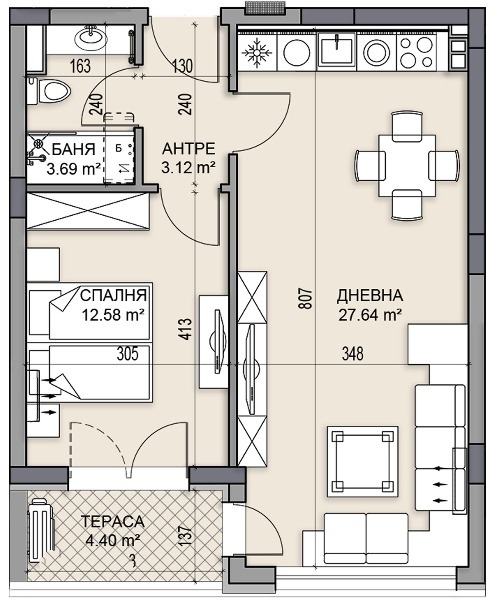 Na prodej  1 ložnice Plovdiv , Gagarin , 71 m2 | 91245981