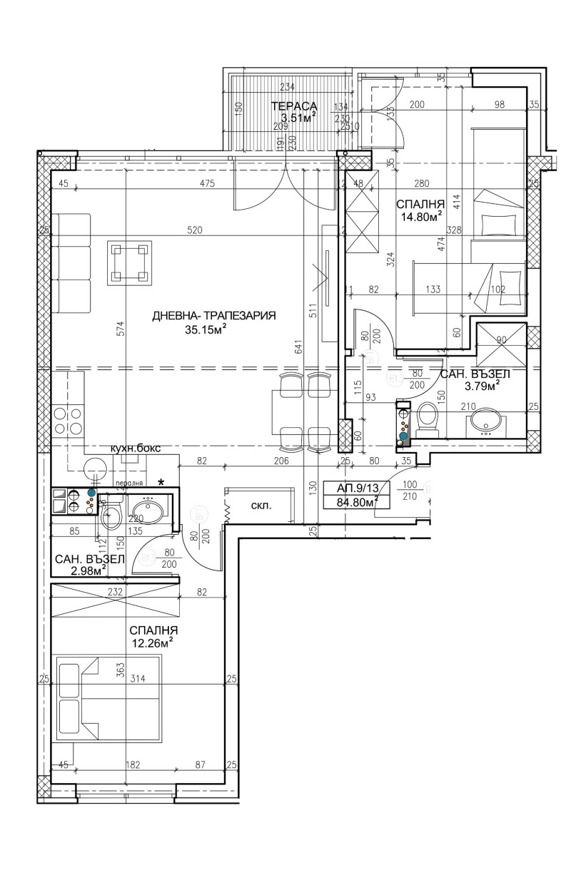 Продаја  2 спаваће собе Софија , Обелја 2 , 99 м2 | 99176629 - слика [2]