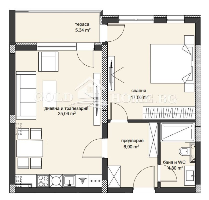 Na prodej  1 ložnice Plovdiv , Christo Smirnenski , 68 m2 | 64952374 - obraz [2]