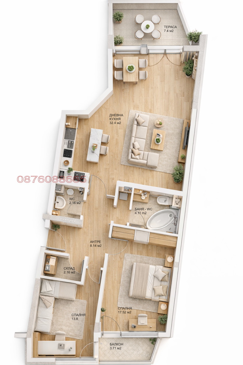 Продава 3-СТАЕН, гр. София, Кръстова вада, снимка 2 - Апартаменти - 53459567