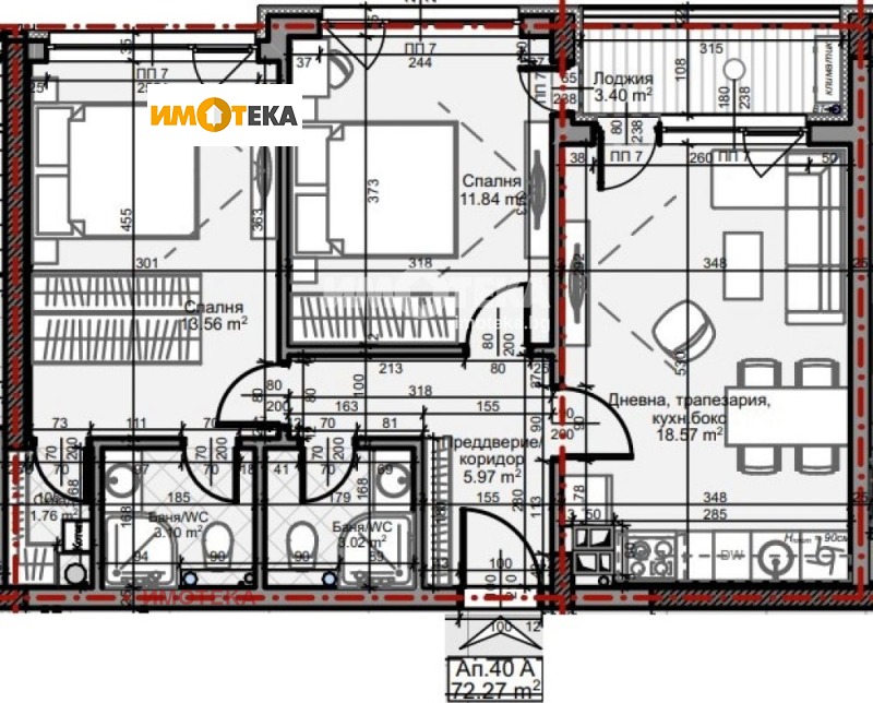 À vendre  2 chambres Sofia , Mladost 4 , 83 m² | 68436257