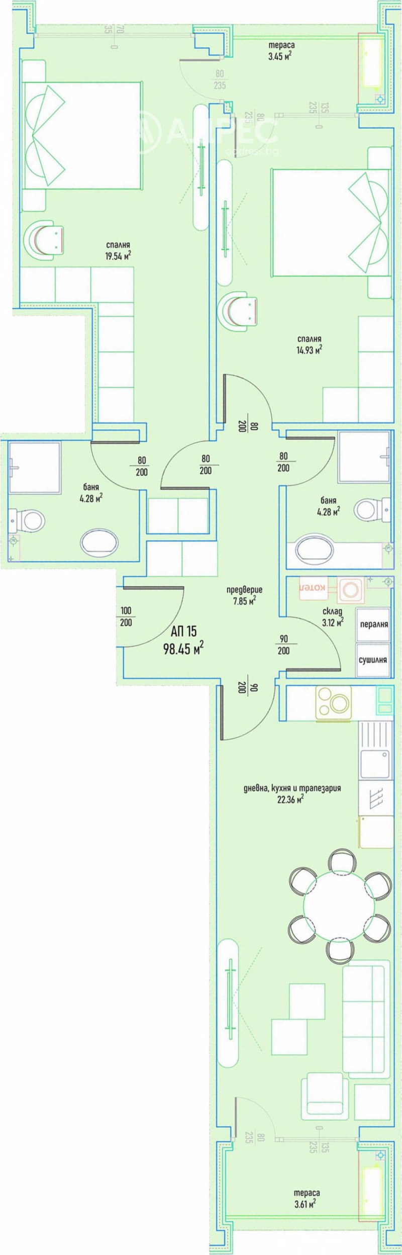 Satılık  2 yatak odası Sofia , Malinova dolina , 116 metrekare | 80594377 - görüntü [3]