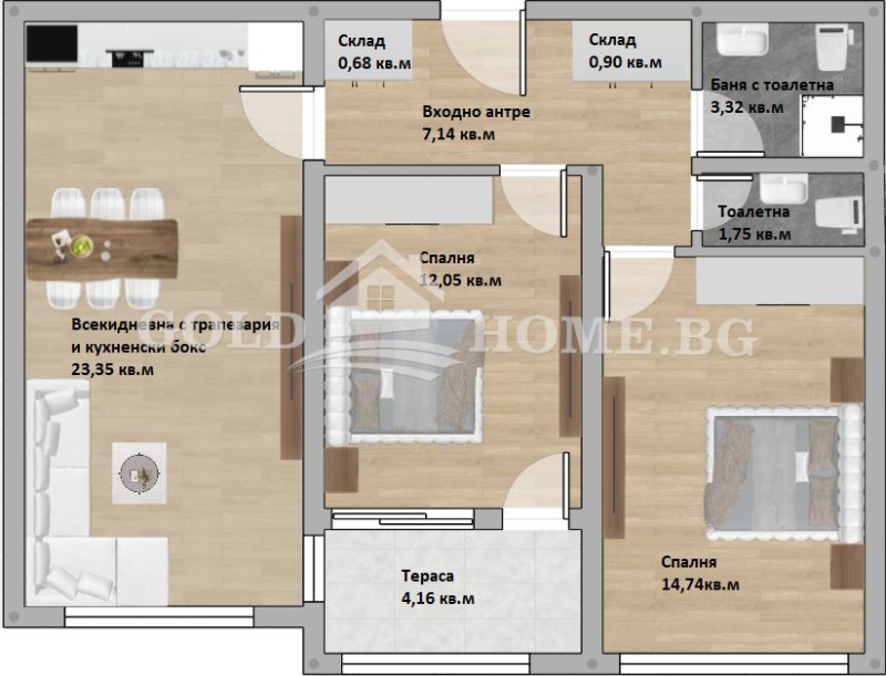 Продава 3-СТАЕН, гр. Пловдив, Христо Смирненски, снимка 2 - Апартаменти - 53083121