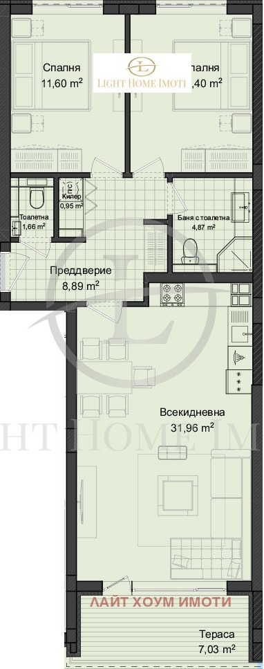 In vendita  2 camere da letto Plovdiv , Gagarin , 108 mq | 52346766 - Immagine [3]