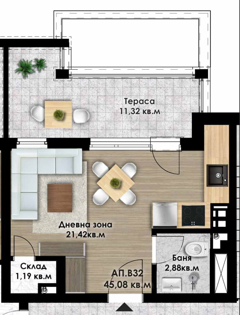 De vânzare  Studio Plovdiv , Comatevo , 53 mp | 80617316