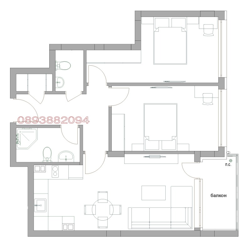 For Sale  2 bedroom Veliko Tarnovo , Kolyu Ficheto , 84 sq.m | 57854950 - image [2]