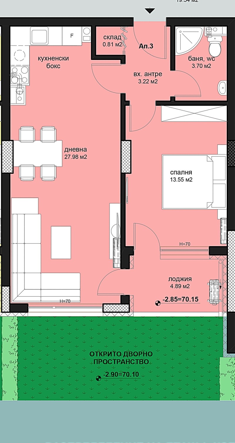 Satılık  1 yatak odası Burgas , Meden rudnik - zona D , 70 metrekare | 92337778 - görüntü [2]