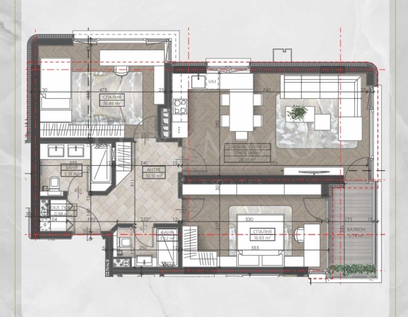 Продаја  2 спаваће собе Софија , Младост 3 , 123 м2 | 54081365 - слика [2]