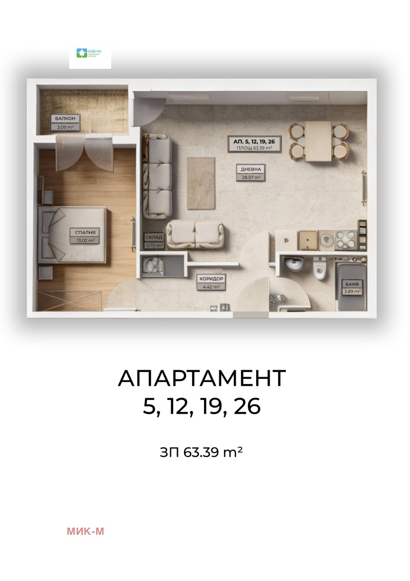 Продава 2-СТАЕН в град София, Овча купел - 72 кв.м / 151 614 € » 296 531.21 лв., МИК-М