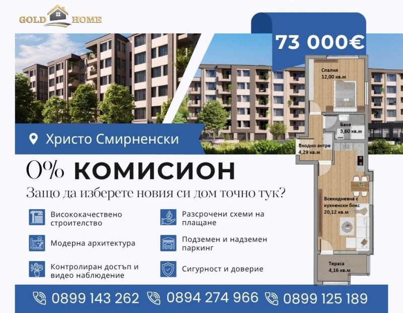 Te koop  1 slaapkamer Plovdiv , Christo Smirnenski , 65 m² | 76045564