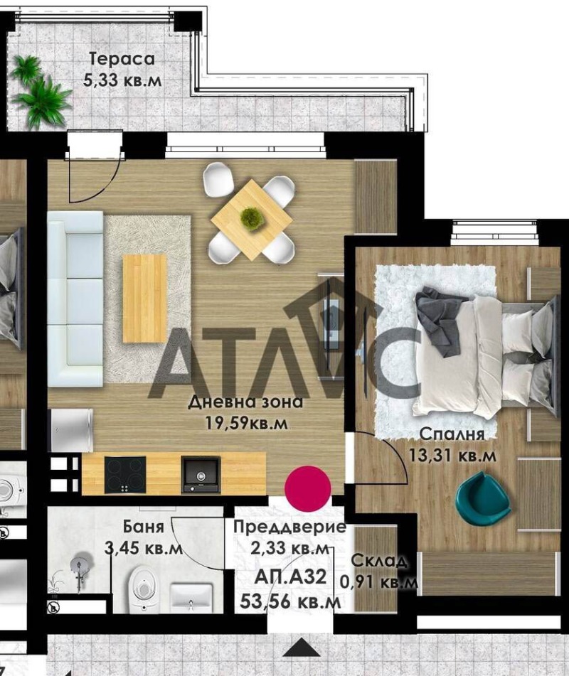 Продава 2-СТАЕН, гр. Пловдив, Коматевски възел
