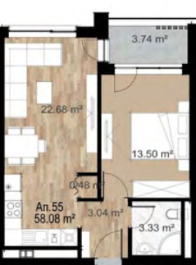 1 soveværelse Zona B-18, Sofia