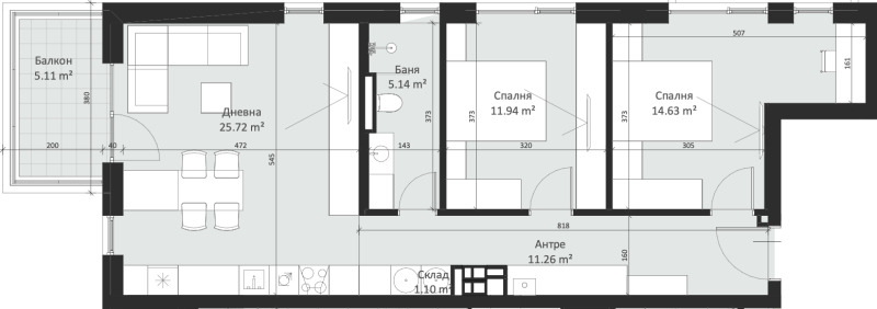Myytävänä  2 makuuhuonetta Sofia , Malinova dolina , 107 neliömetriä | 58789481 - kuva [2]