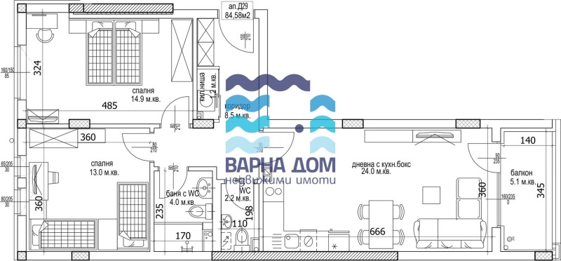 Satılık  2 yatak odası Varna , Kaysieva gradina , 100 metrekare | 92386586 - görüntü [2]