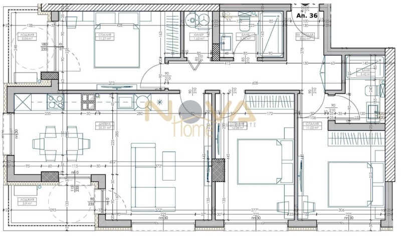 Продаја  3 спаваће собе Варна , Младост 2 , 121 м2 | 13972776 - слика [2]