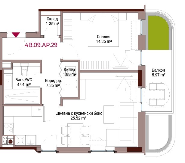 Продава  2-стаен, град София, Лозенец •  253 846 EUR • ID 19118028 — holmes.bg - [1] 