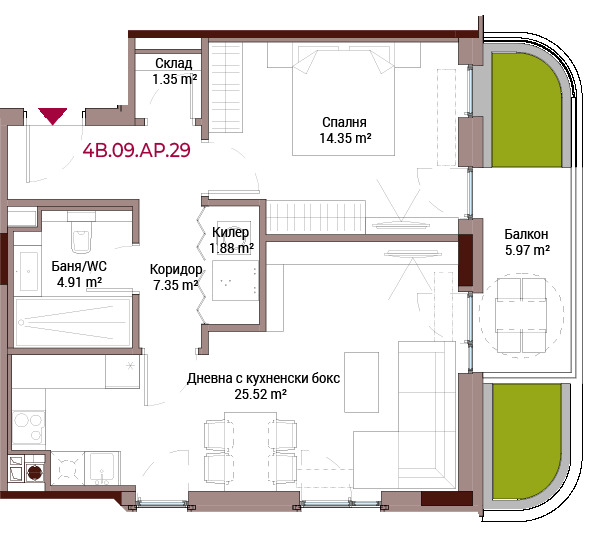 Продава 2-СТАЕН, гр. София, Лозенец, снимка 1 - Aпартаменти - 48755965