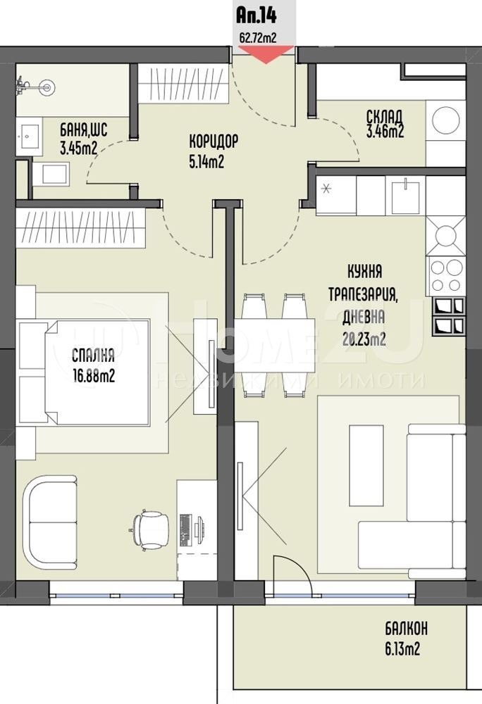 Продается  1 спальня София , Овча купел , 73 кв.м | 21750762 - изображение [2]