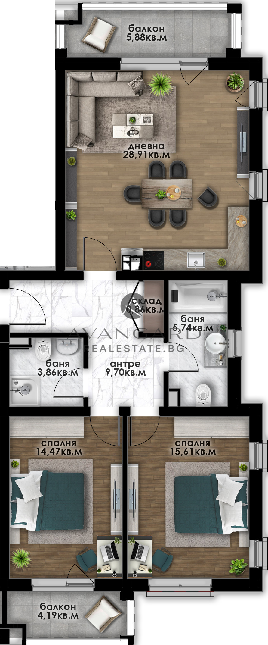 Продава 3-СТАЕН, гр. Пловдив, Остромила, снимка 2 - Апартаменти - 55582400