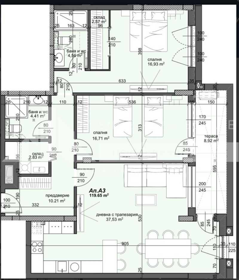 En venta  2 dormitorios Plovdiv , Trakiya , 142 metros cuadrados | 60477531 - imagen [2]