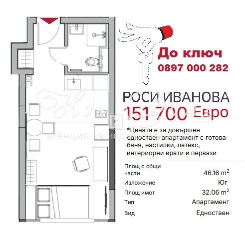 Продава 1-СТАЕН, гр. София, Център, снимка 2 - Апартаменти - 53342229