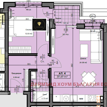 À venda  1 quarto Plovdiv , Gagarin , 74 m² | 99282836 - imagem [2]