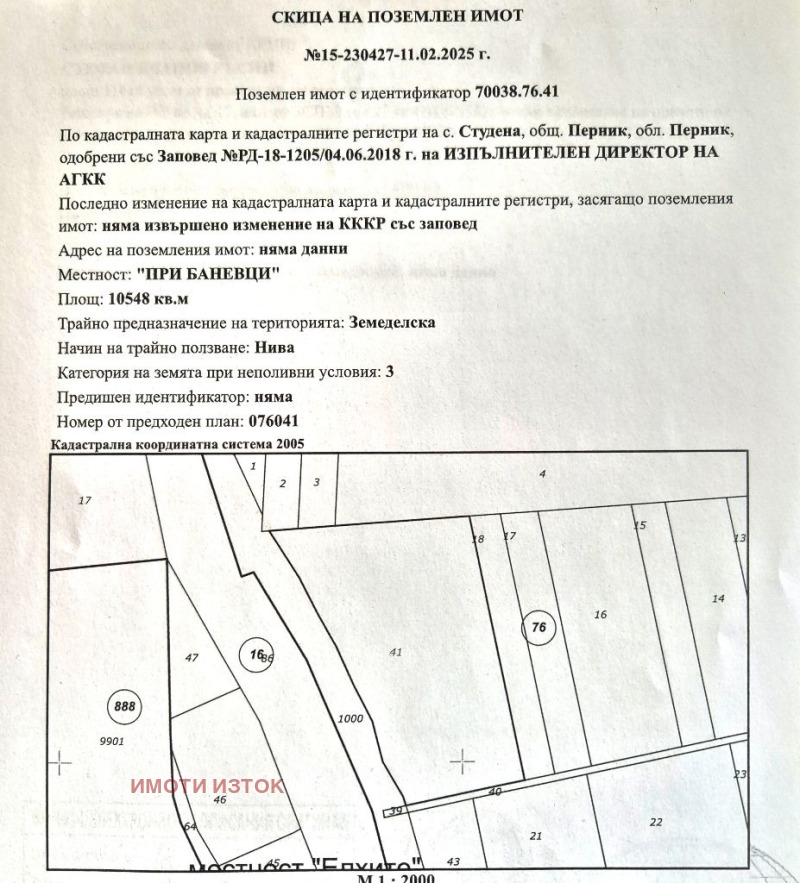 Продава ПАРЦЕЛ, с. Студена, област Перник, снимка 2 - Парцели - 49253123