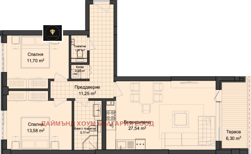 In vendita  1 camera da letto Plovdiv , Gagarin , 112 mq | 47596292 - Immagine [2]