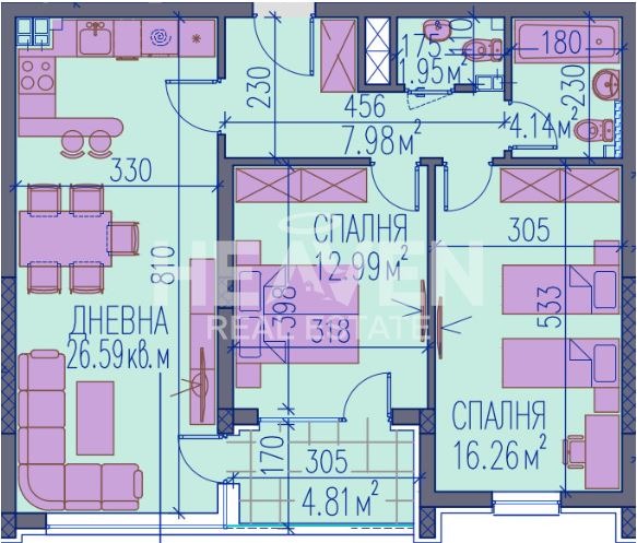 Na prodej  2 ložnice Plovdiv , Kamenica 2 , 107 m2 | 34323281 - obraz [2]