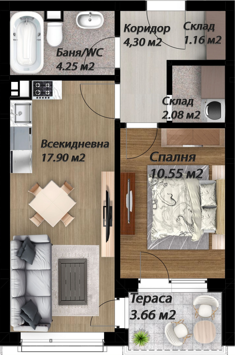 Продава 2-СТАЕН, гр. Пловдив, Южен, снимка 4 - Апартаменти - 53561861