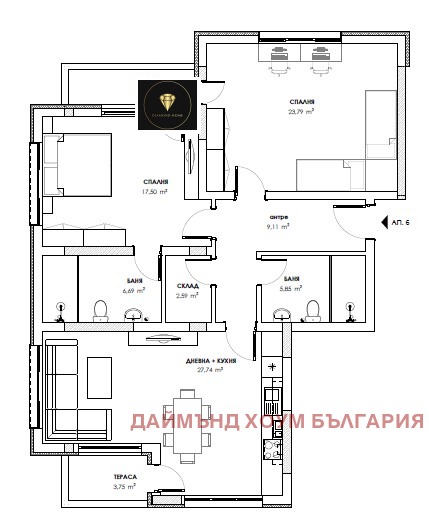 Продава 3-СТАЕН, гр. Пловдив, Коматево, снимка 2 - Апартаменти - 53334733