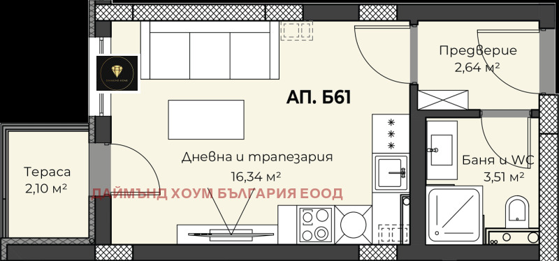 Продава  1-стаен град Пловдив , Пещерско шосе , 35 кв.м | 76430858 - изображение [2]