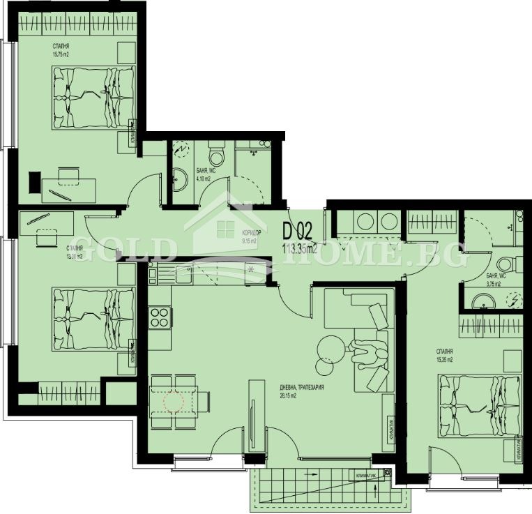 Продава 4-СТАЕН, гр. Пловдив, Христо Смирненски, снимка 2 - Апартаменти - 55920279
