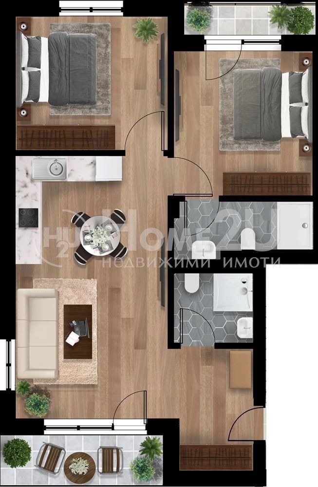 Satılık  2 yatak odası Varna , m-t Alen mak , 80 metrekare | 96274552 - görüntü [2]