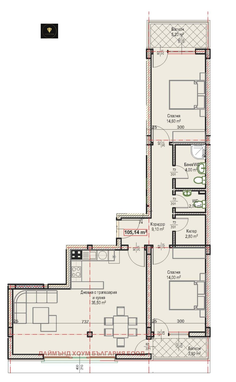À venda  1 quarto Plovdiv , Hristo Smirnenski , 86 m² | 28443772 - imagem [2]