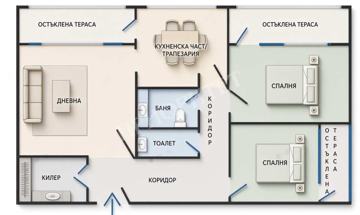 Продава 3-СТАЕН, гр. Варна, Чайка