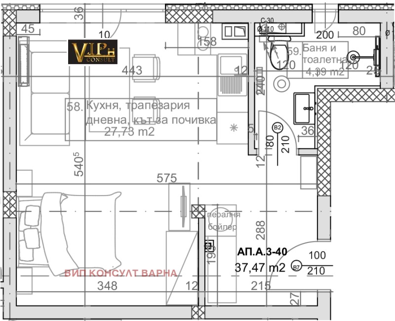 Til salg  Studie Varna , k.k. Slanchev den , 52 kvm | 54433511