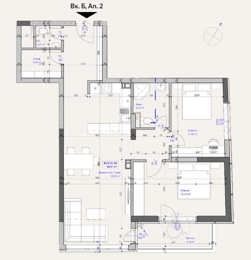 Продава 3-СТАЕН, гр. София, Лагера, снимка 3 - Апартаменти - 53355508