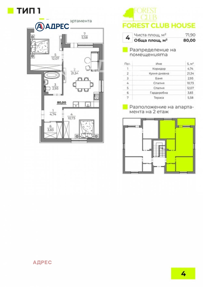Myytävänä  2 makuuhuonetta Varna , k.k. Tšajka , 80 neliömetriä | 41216081 - kuva [4]