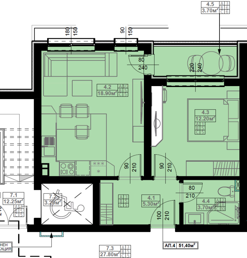 Продаја  1 спаваћа соба Благоевград , Широк центар , 58 м2 | 27319877 - слика [7]