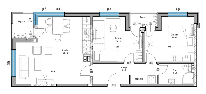 Продаја  2 спаваће собе Пловдив , Центар , 94 м2 | 11850889 - слика [2]