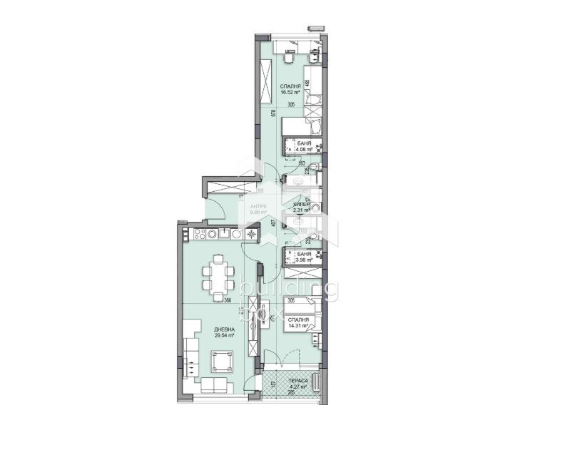 In vendita  2 camere da letto Plovdiv , Gagarin , 116 mq | 58933508 - Immagine [2]
