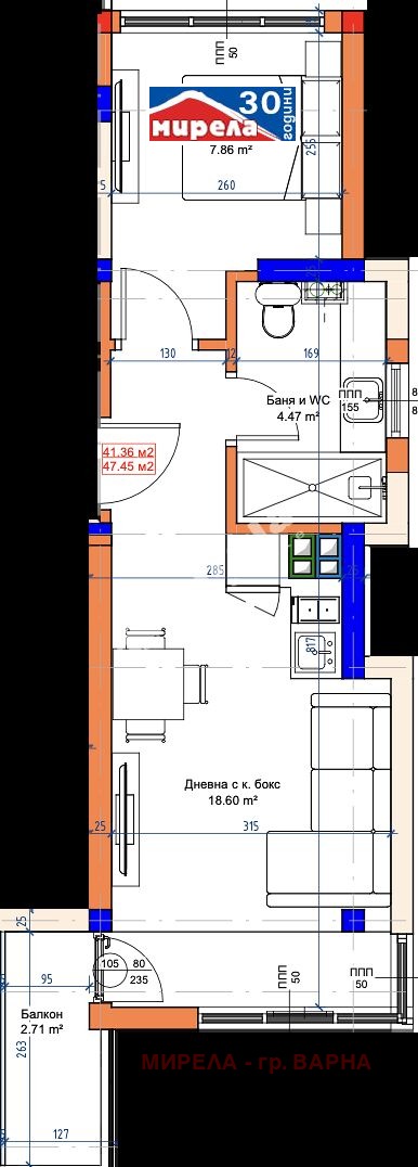 Till salu  1 sovrum Varna , m-t Aktjelar , 47 kvm | 46749813 - bild [9]