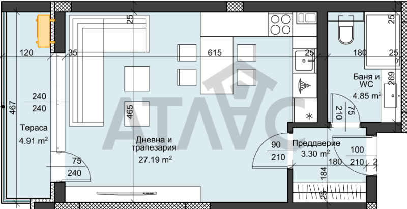 Na prodej  Studio Plovdiv , Christo Smirnenski , 62 m2 | 79294375 - obraz [8]