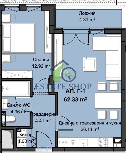 En venta  1 dormitorio Plovdiv , Jristo Smirnenski , 76 metros cuadrados | 87985135 - imagen [2]