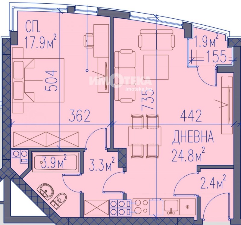 En venta  1 dormitorio Plovdiv , Jristo Smirnenski , 82 metros cuadrados | 87378711 - imagen [4]