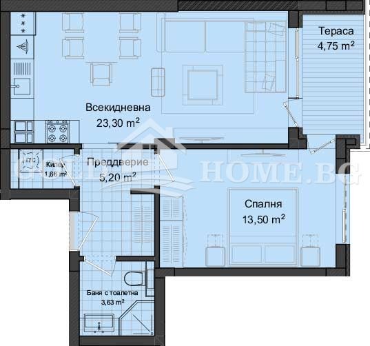 Eladó  1 hálószoba Plovdiv , Gagarin , 71 négyzetméter | 65974210 - kép [3]