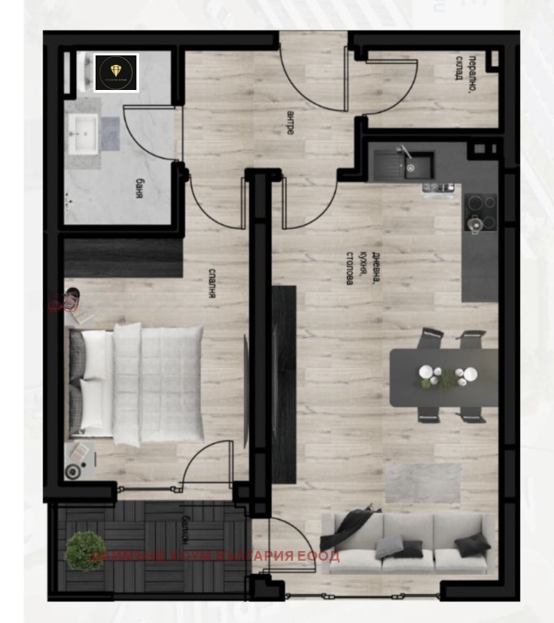 Продава 2-СТАЕН, гр. Пловдив, Коматевски възел, снимка 3 - Апартаменти - 52494247