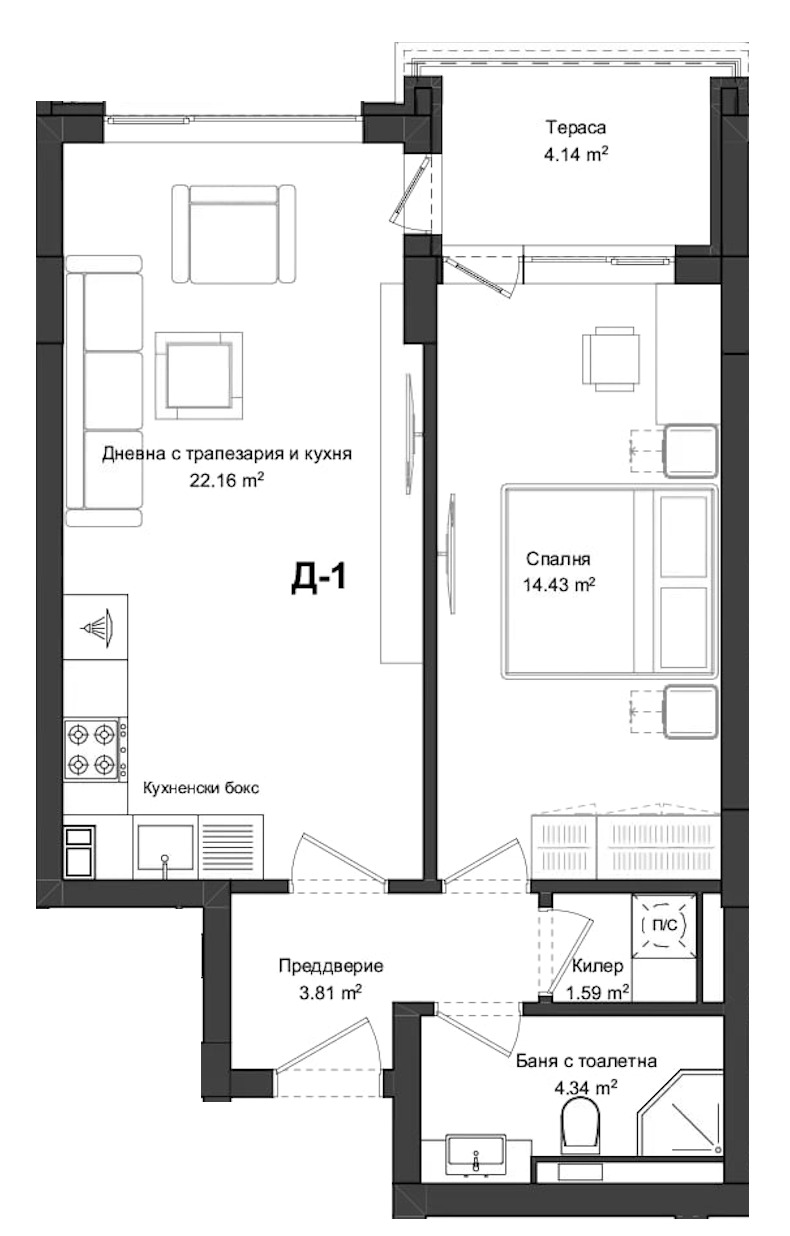 Na sprzedaż  1 sypialnia Plowdiw , Gagarin , 68 mkw | 71104560 - obraz [2]